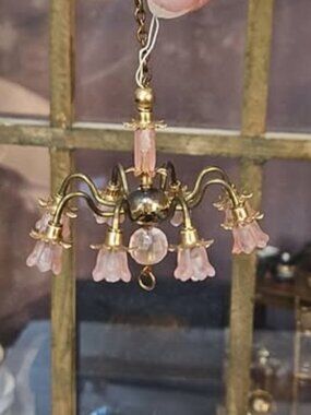 Dollhouse Miniature Chandelier and 4 Matching Sconces by Jean Bodine